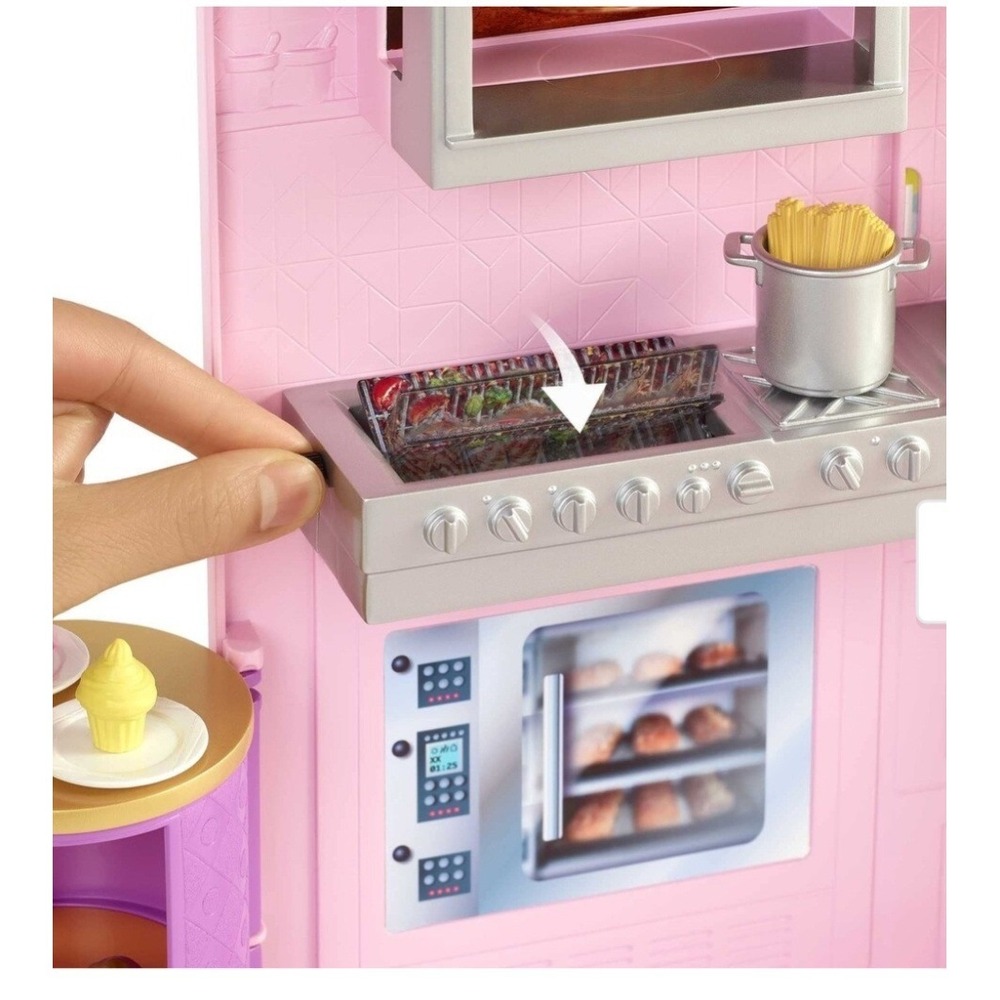 Barbie Cook 'n Grill Restaurant Playset Dollhouse Set 25+ Pieces New Sealed - Picture 9 of 9